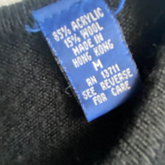 KAREN SCOTT Black Wool Blend Beaded Floral Appliqué Sweater Pullover M - Picture 11 of 12